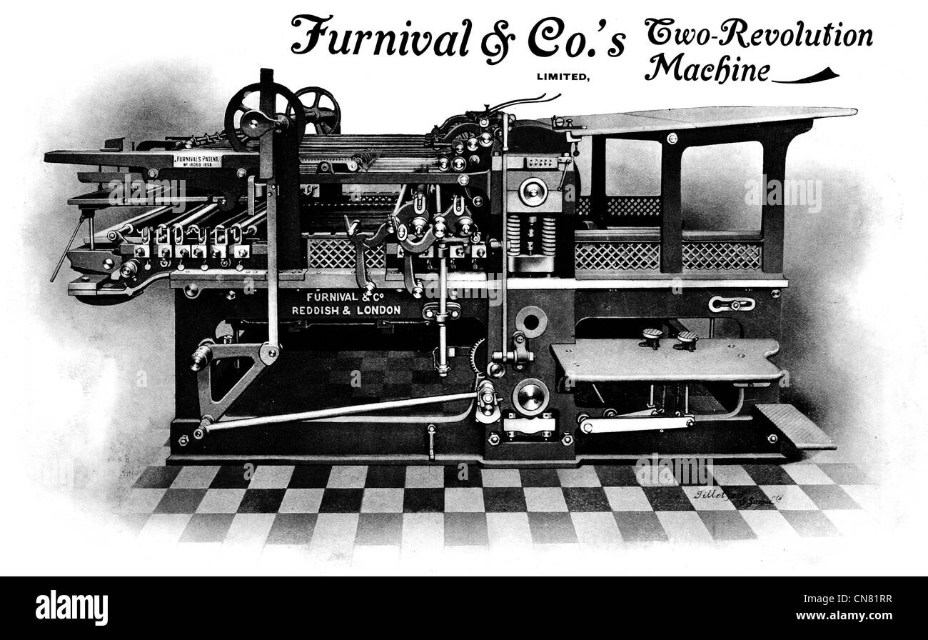Furnival & Co two revolution printing machine Reddish Iron Works, Reddish, Stockport 1904 Stock Photo