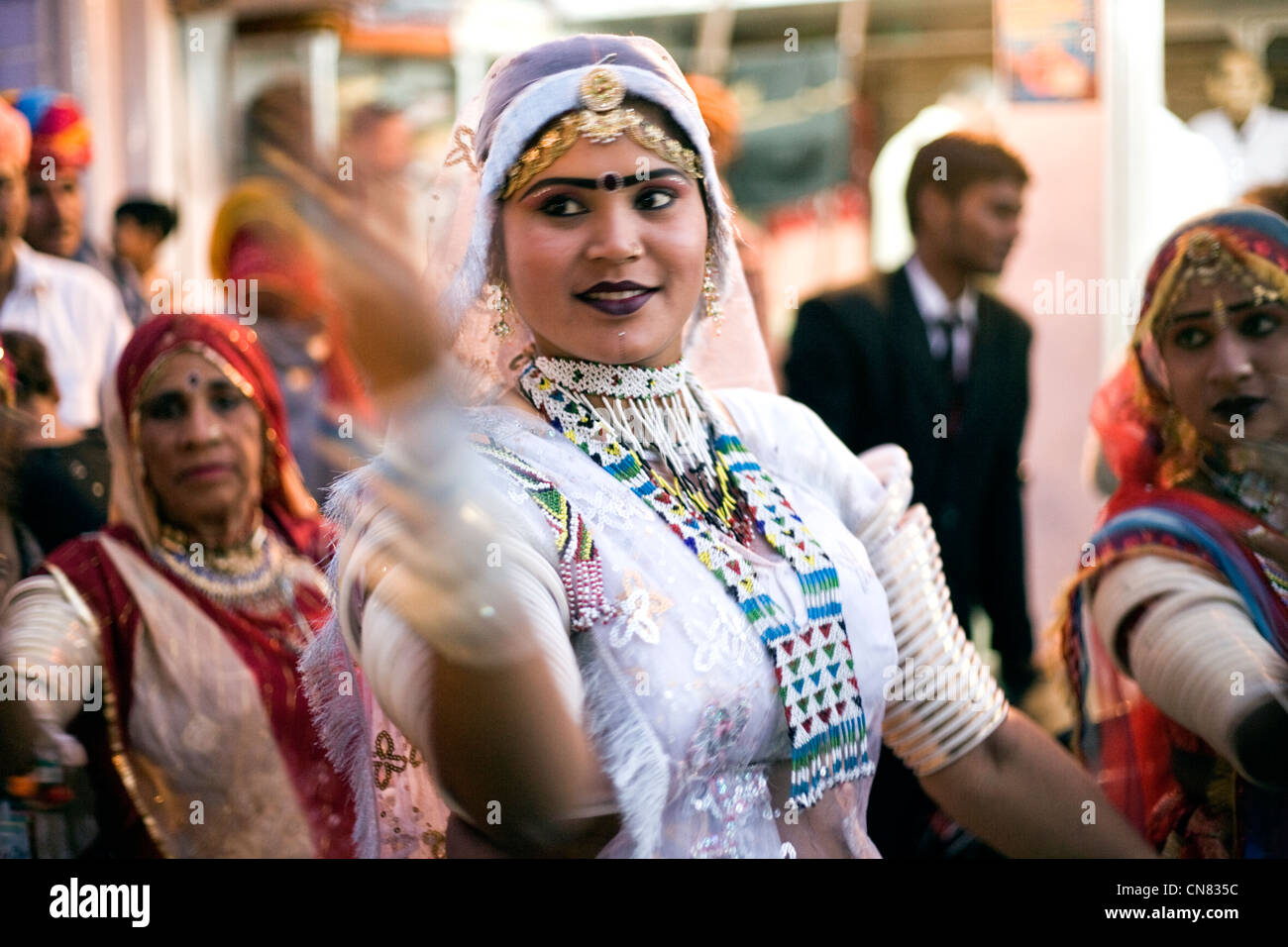 Indian wedding parade at Pushkar . Stock Photo