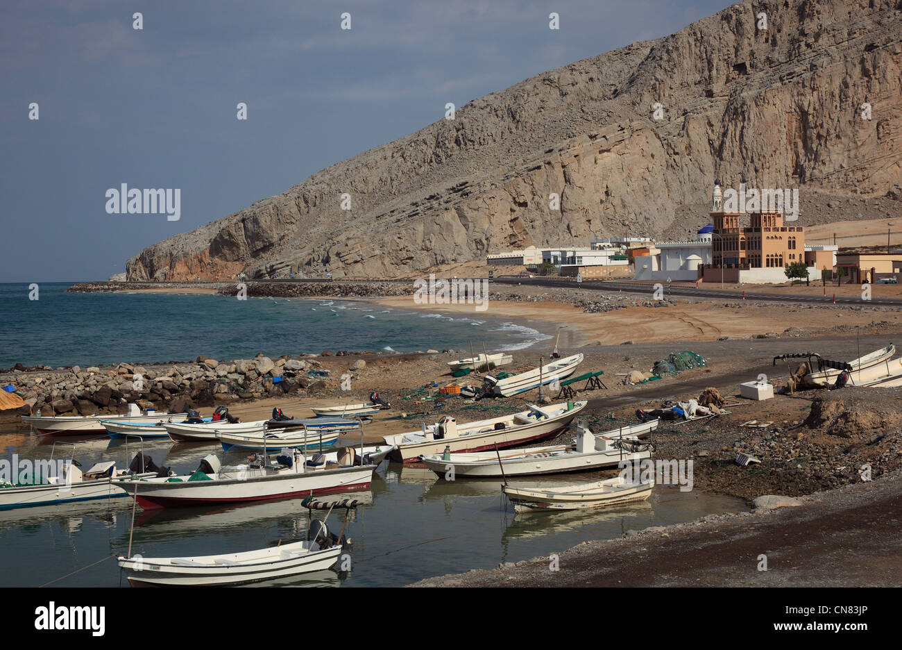 Hafen von Bukha, Bucha, in der omanischen Enklave Musandam, Oman Stock Photo