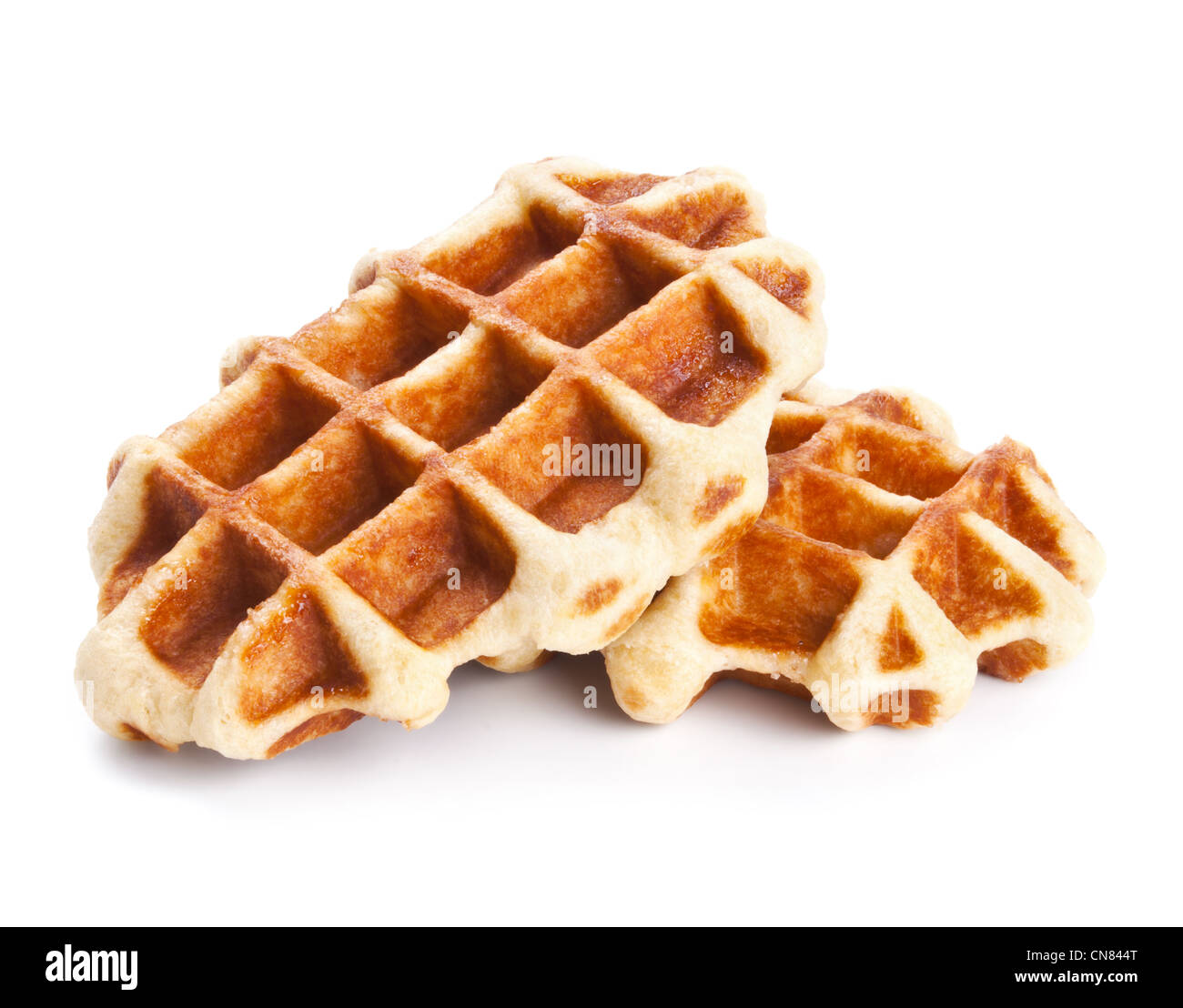 Sweet Belgium waffles isolated on white Stock Photo
