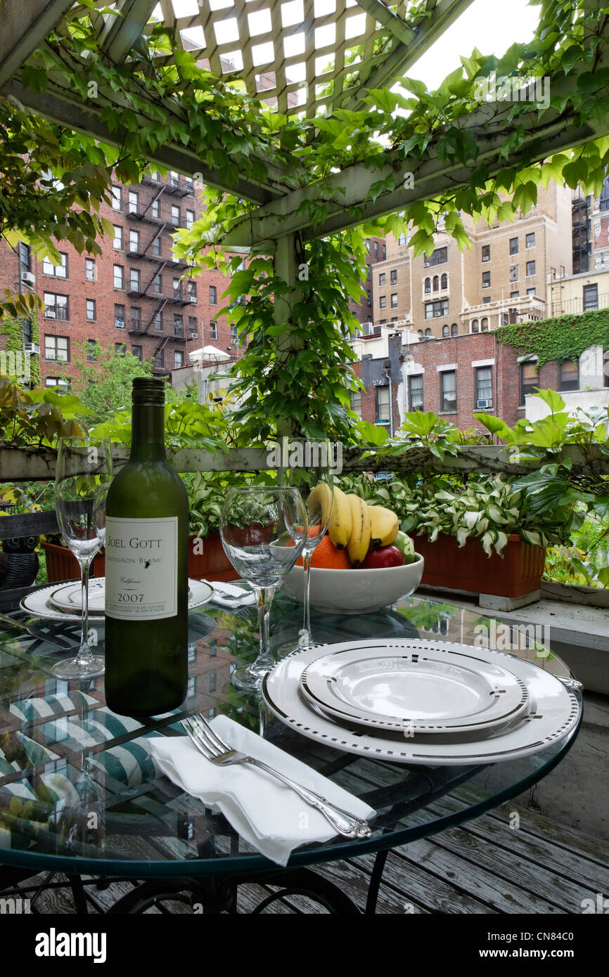 United States, New York City, Manhattan, Upper East Side, Terrace of a