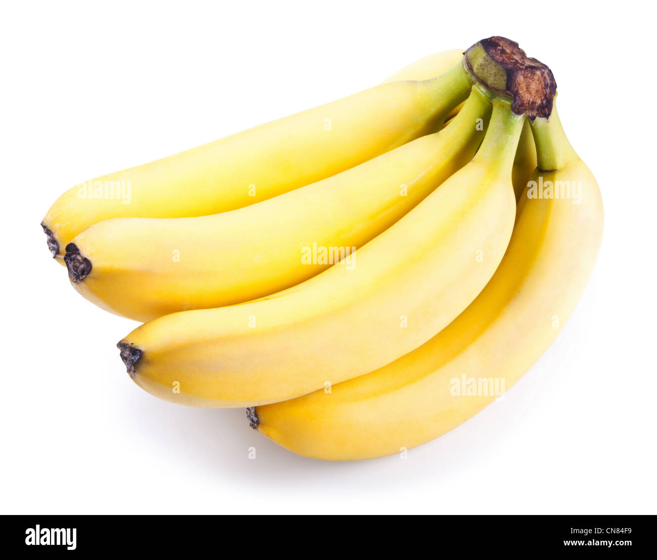 Fresh ripe bananas bunch isolated on white background Stock Photo