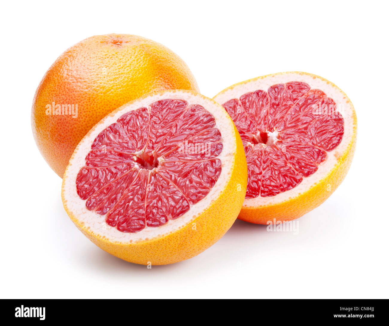 grapefruit with slices isolated on white background Stock Photo