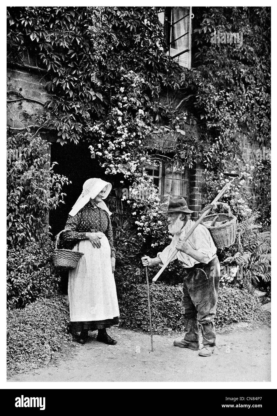 First published 1917 Rural Life welcome home Granddad Elmley Castle Worcestershire Stock Photo