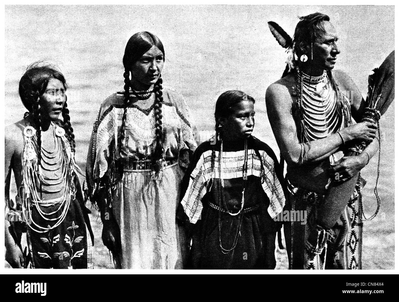 First published 1917 Montana Blackfeet Indian traditional costume Stock Photo