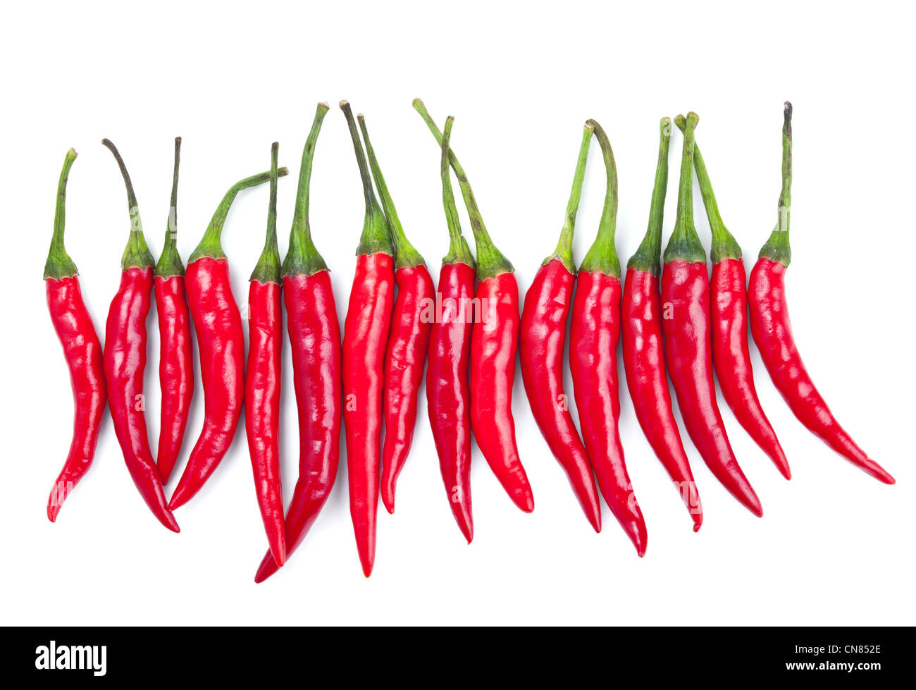 Red chili peppers isolated on white background Stock Photo