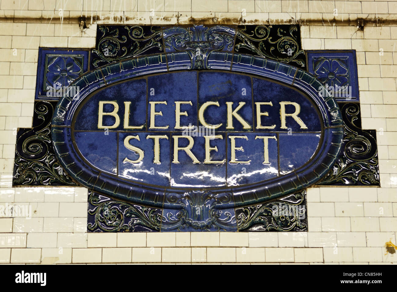 United States, New York City, Manhattan, Bleecker Street subway station Stock Photo