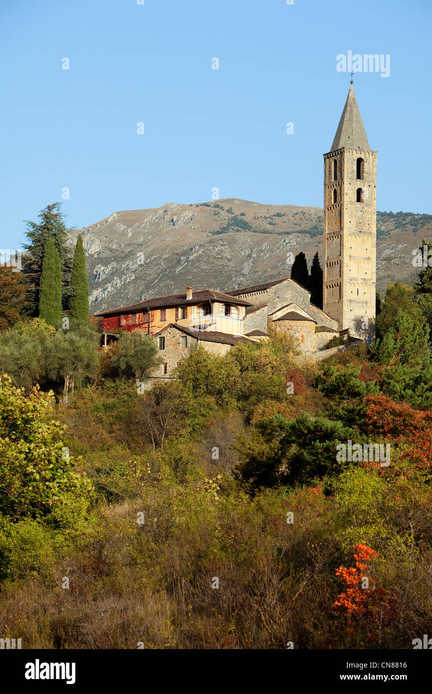 France, Alpes Maritimes, Roya Valley, Saorge, former Notre Dame Church, better known today as the Madonna del Poggio Stock Photo