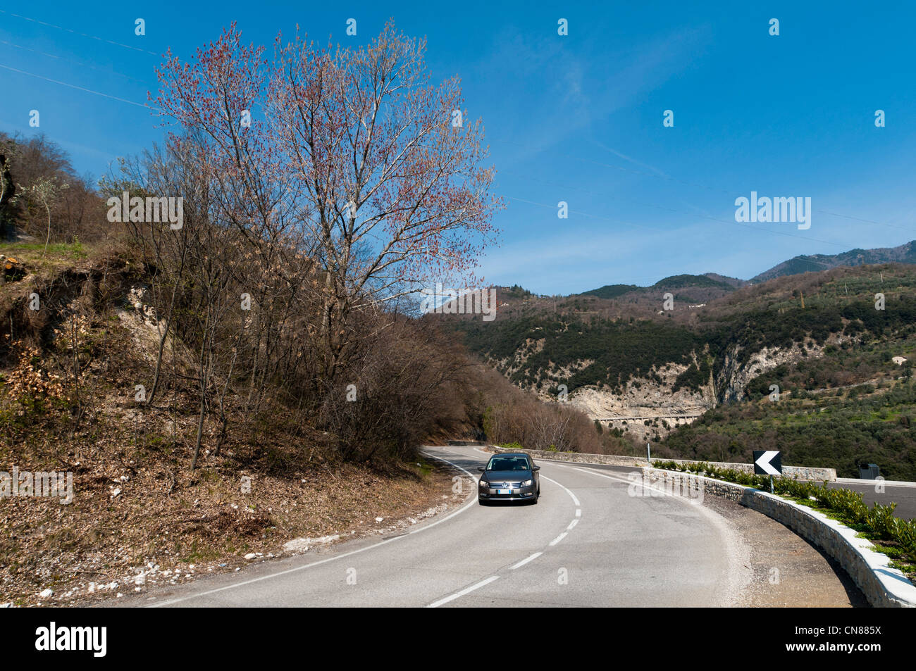 Road to Tignale, Lago di Garda, Lombardia, Italy. Stock Photo