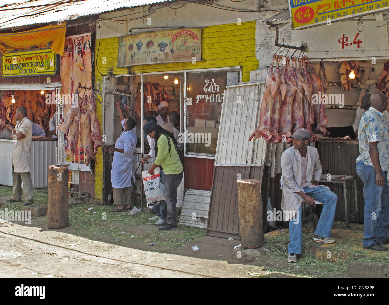Butcher shop in Addis Ababa, Ethiopia Stock Photo Alamy