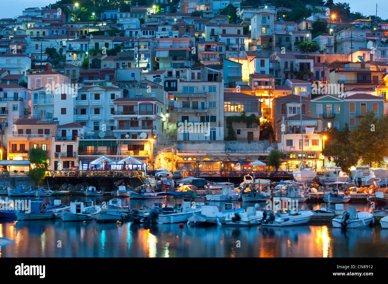 Grèce, north east Aegean islands, Lesbos island, Plomari, the harbour on the south coast Stock Photo