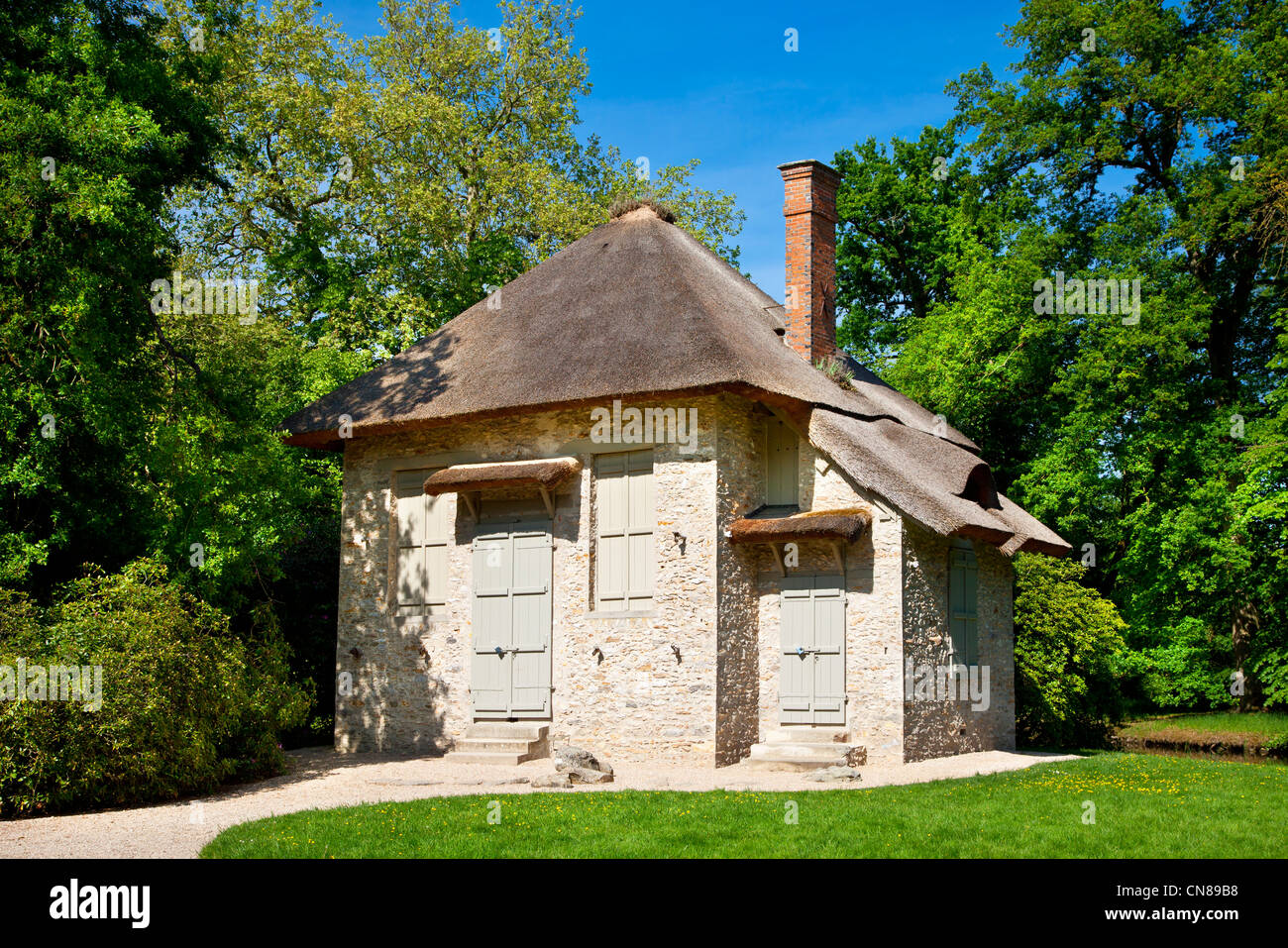 France, Yvelines, rambouillet Castle, La Chaumiere aux Coquillages (Pavillon of Shells) Stock Photo