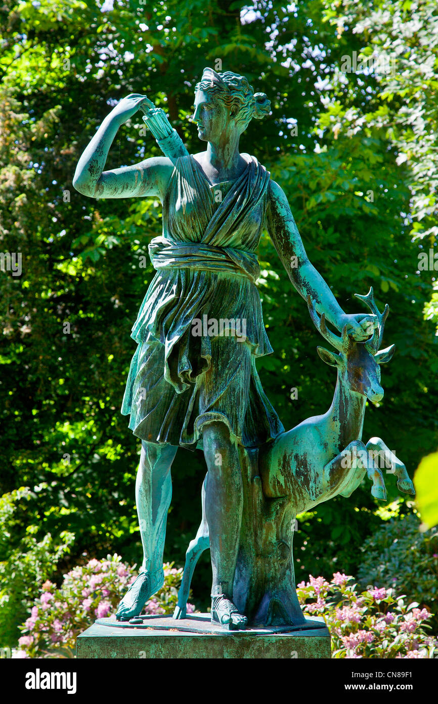 France, Yvelines, Rambouillet Castle, The French Garden, Diana huntress statue Stock Photo