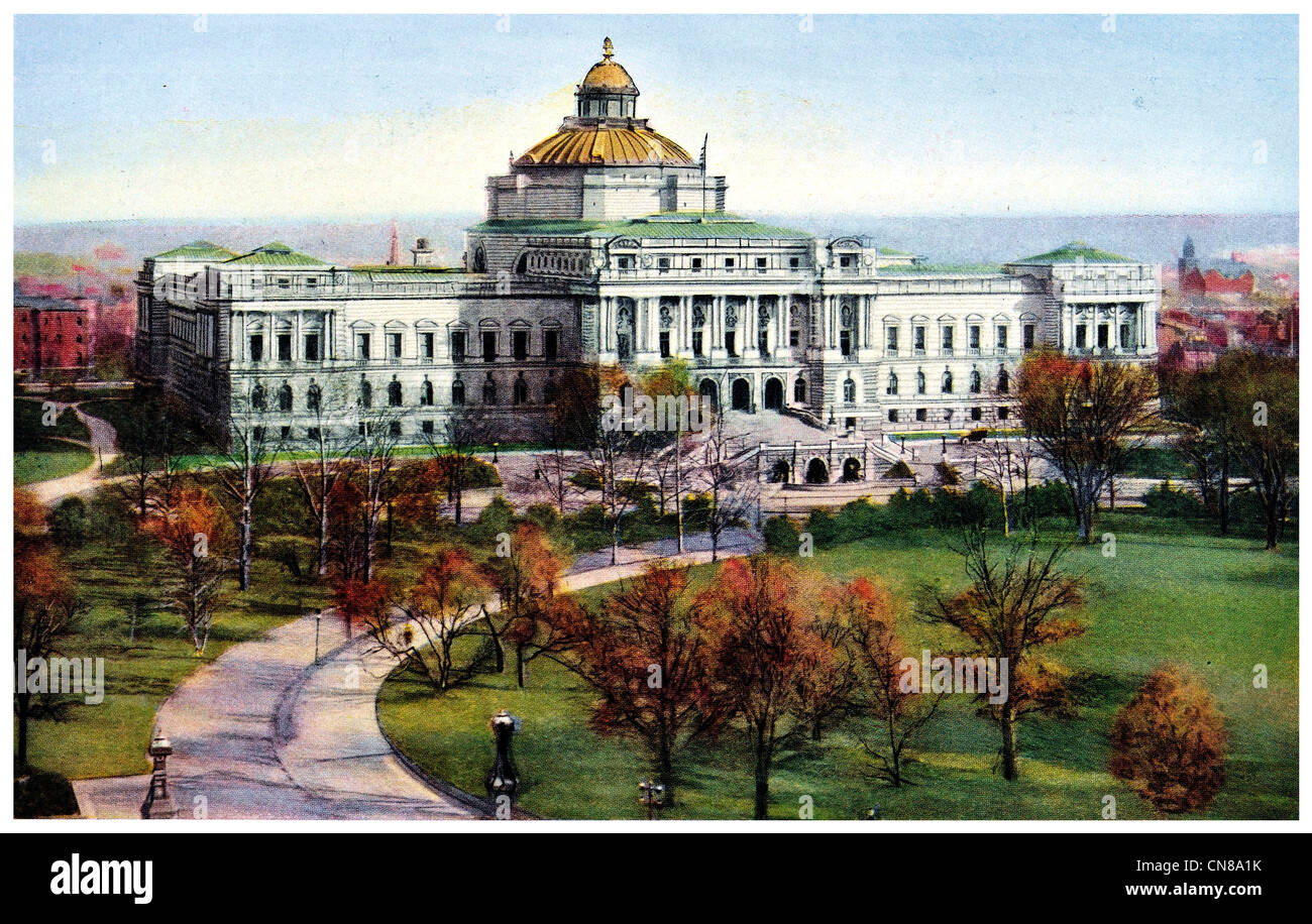 First published 1915 US  Government Main Library of Congress building at the start of the 20th century Stock Photo