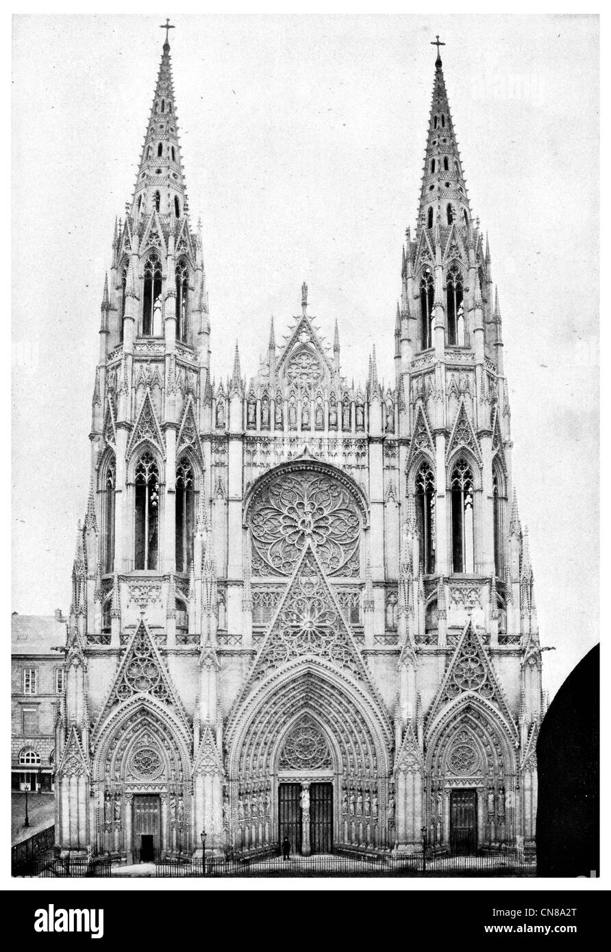 First published 1915  Church of St Ouen Rouen France Stock Photo