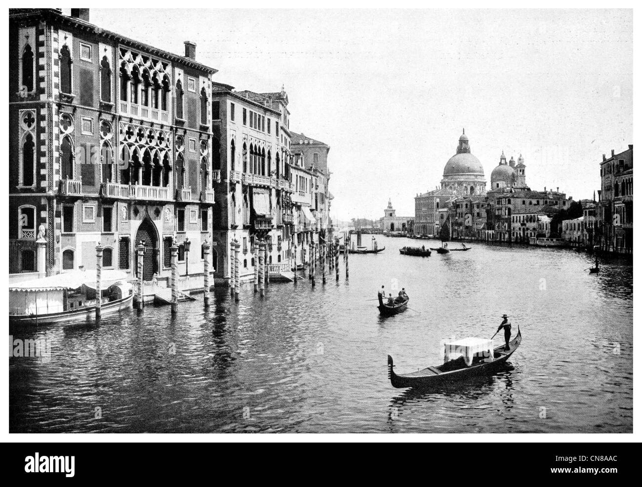 First published 1915 Grand Canal Santa Maria Della Salute Church Venice Stock Photo