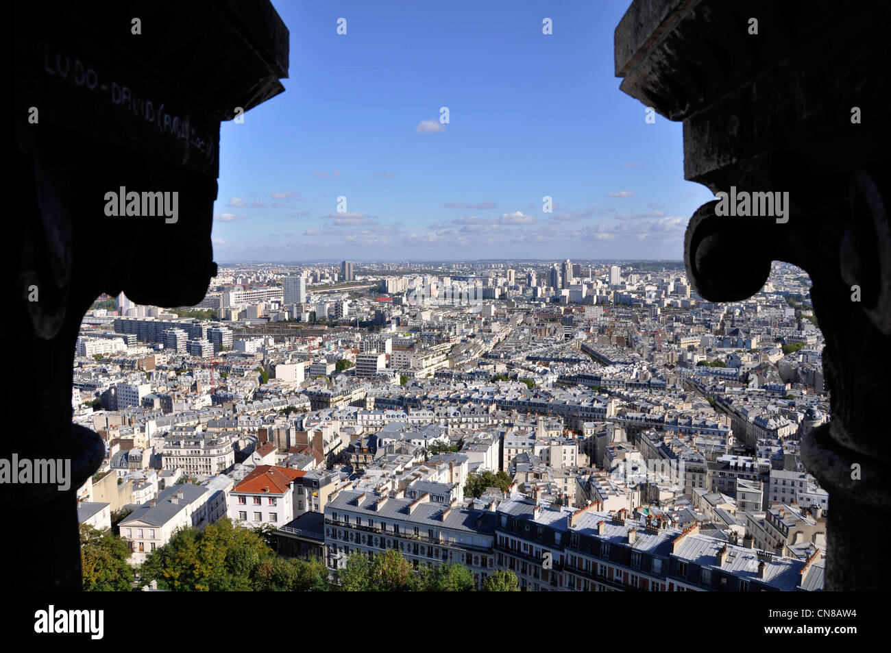 Suburb of Paris, France, viewed from the Basillica de Sacre Coeur Stock Photo