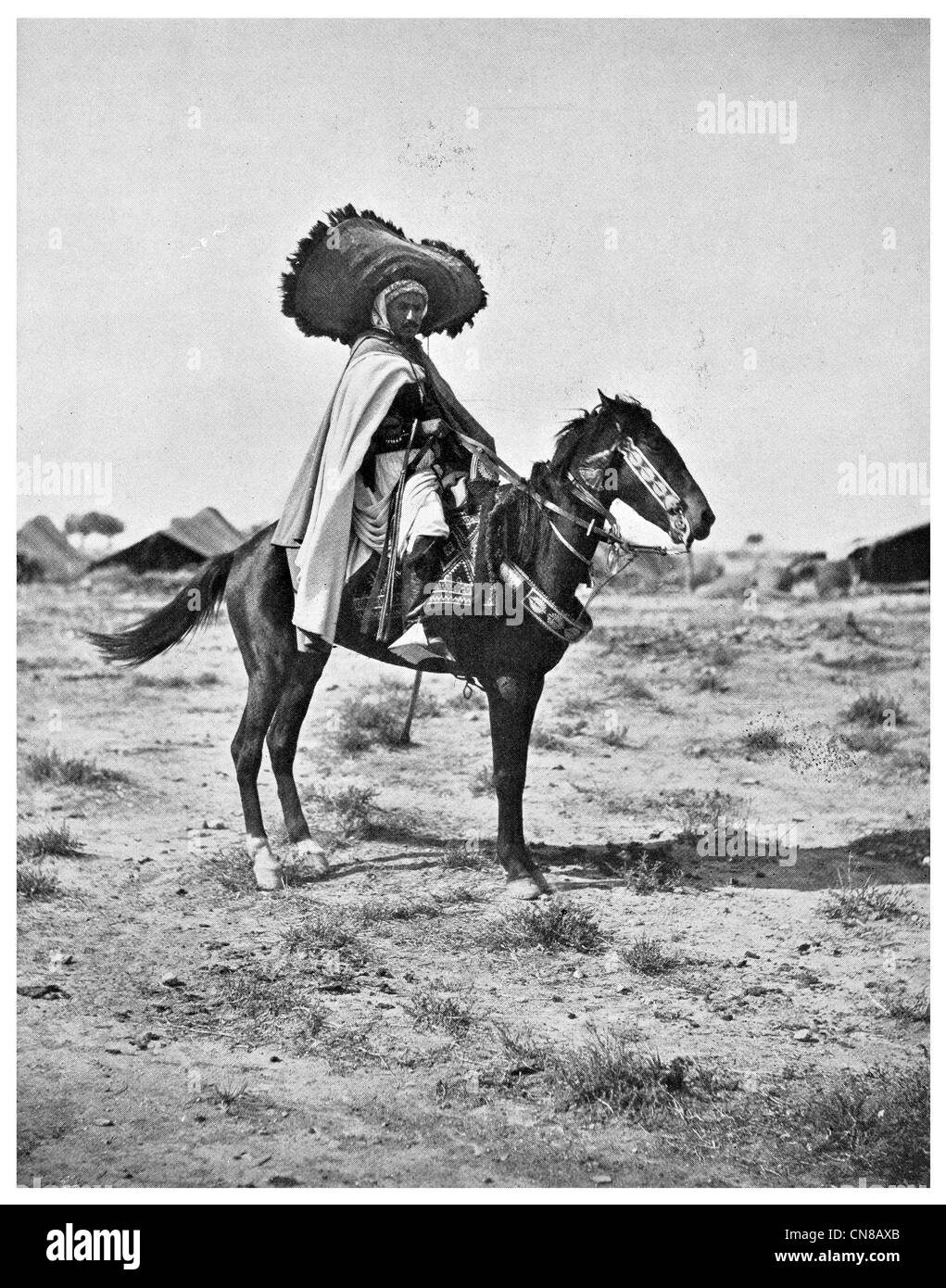 First published 1914 Mounted Berber Police Oujda Morocco Stock Photo