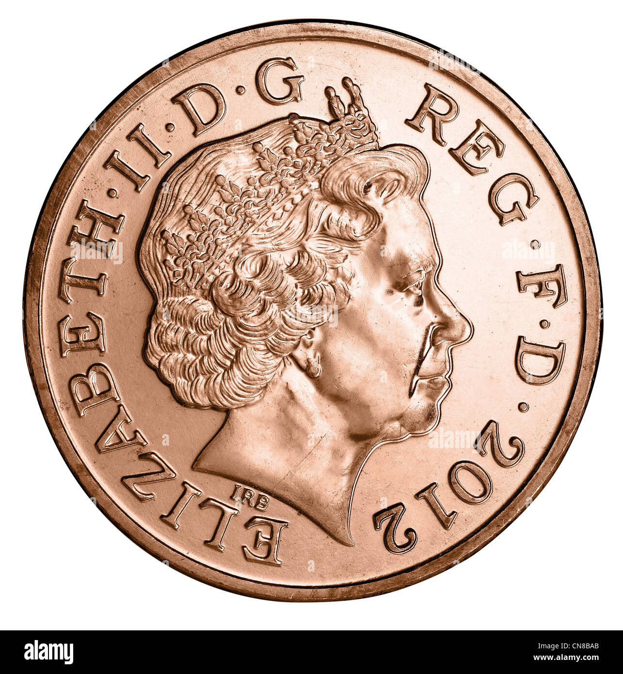 1p penny over head coin Stock Photo