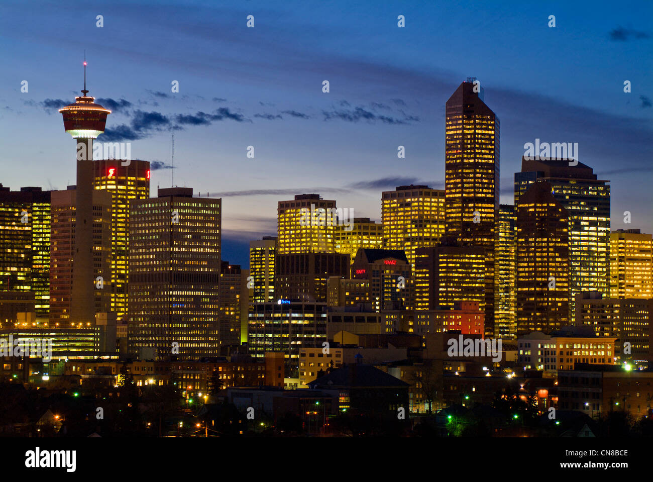 Calgary skyline at night Alberta Canada North America Stock Photo - Alamy