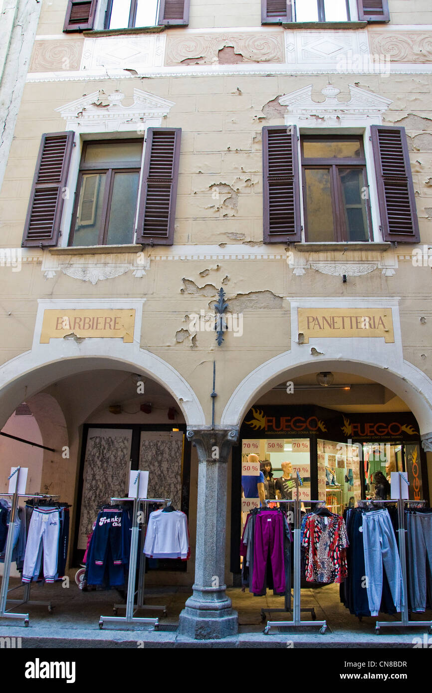 Switzerland, Canton Ticino, Bellinzona, barber shop and bakery Stock