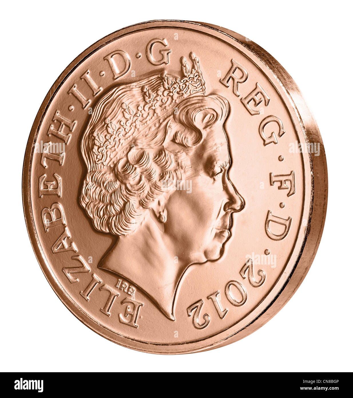 2p two pence coin side on heads obverse 2012 Stock Photo Alamy