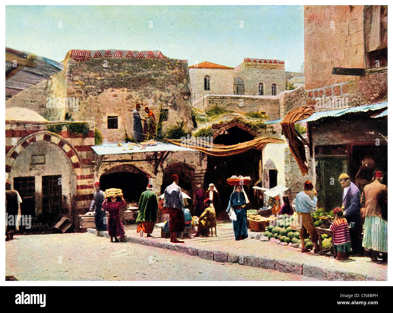 First published 1914 Jerusalem Market Stock Photo