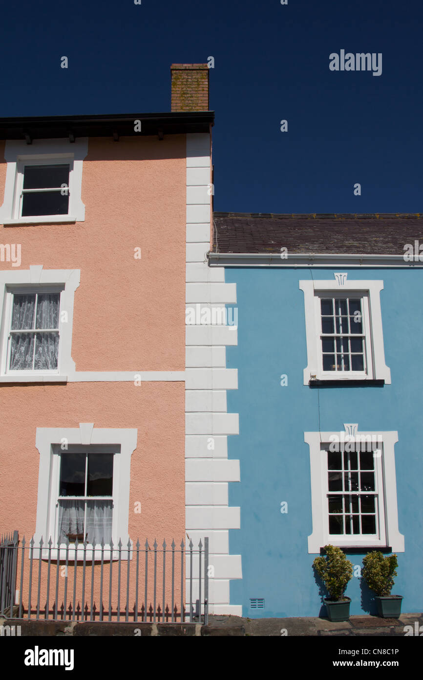Pastel painted terrace houses at Aberaeron Stock Photo Alamy