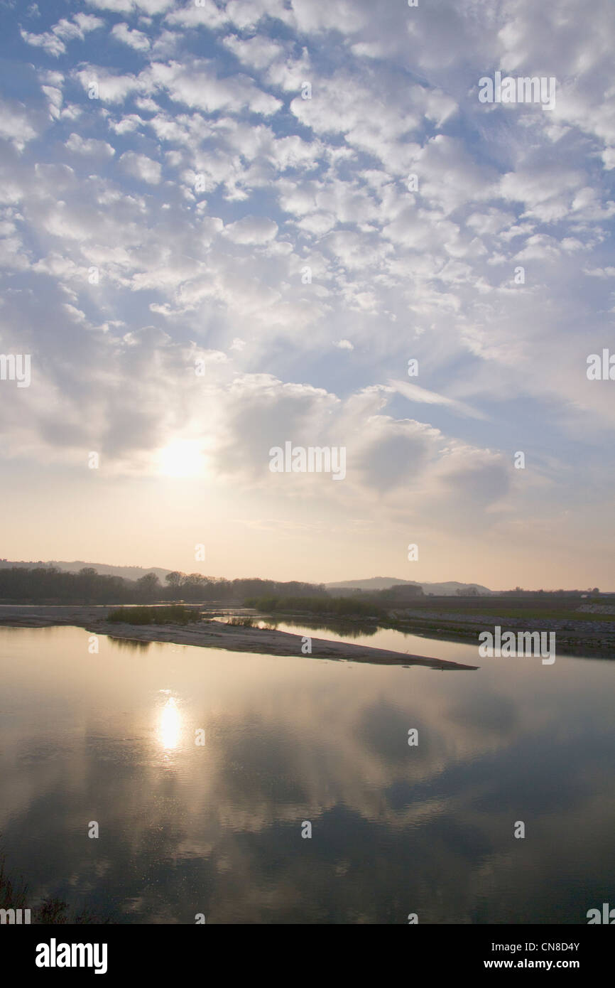 Landscape of a river at the sunset Stock Photo - Alamy