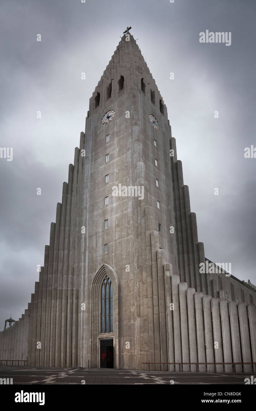 Reykjavik, Iceland. The unusual Hallgrímskirkja church. Stock Photo