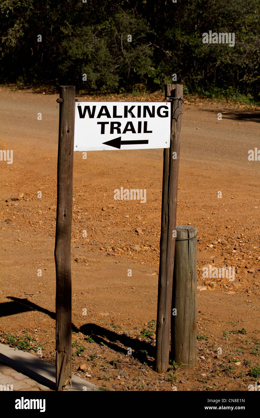 Walking trail sign in Loskop Nature Reserve, Mpumalanga, South Africa Stock Photo