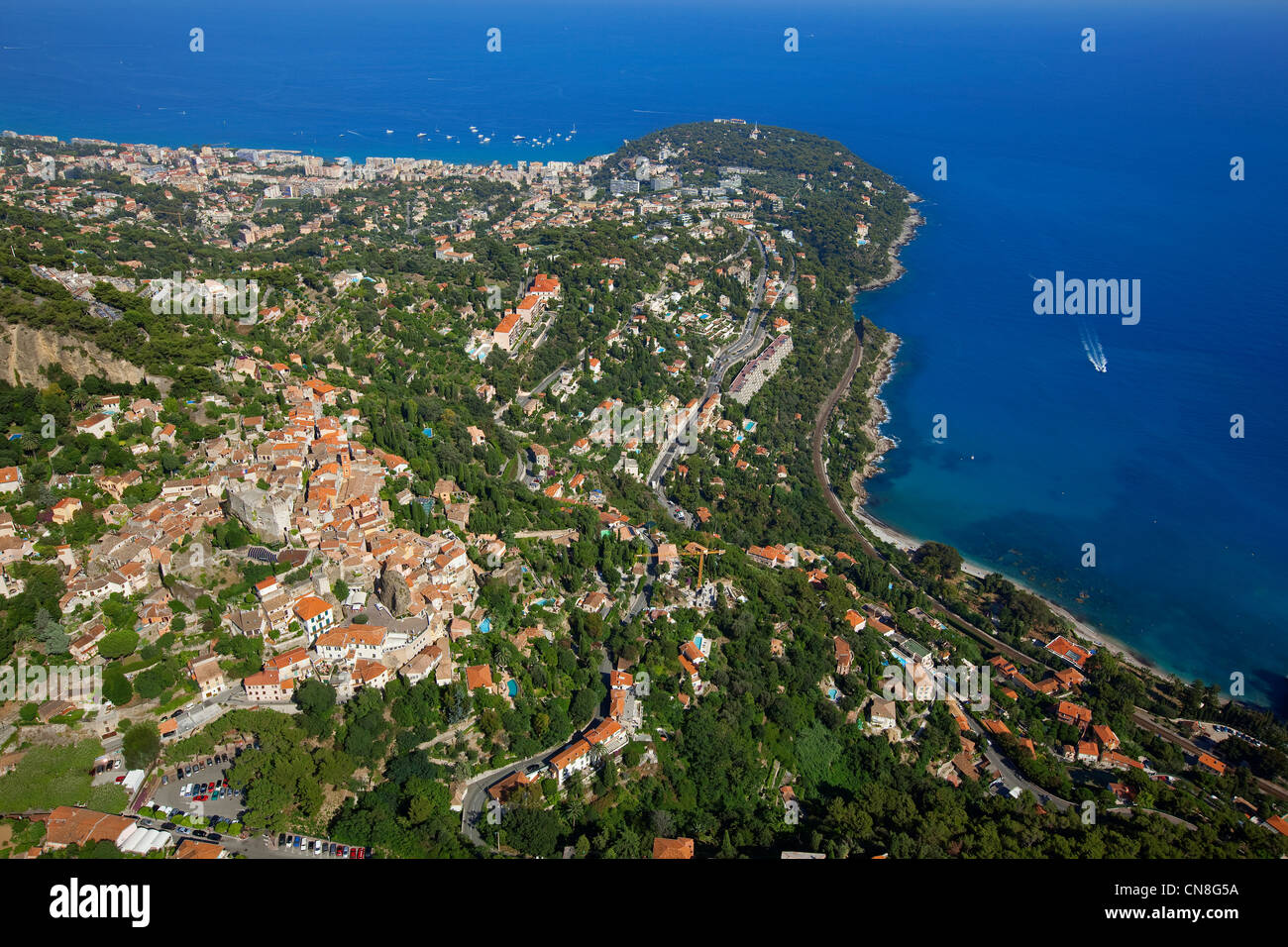 France, Alpes Maritimes, Roquebrune Cap Martin, the village and the ...