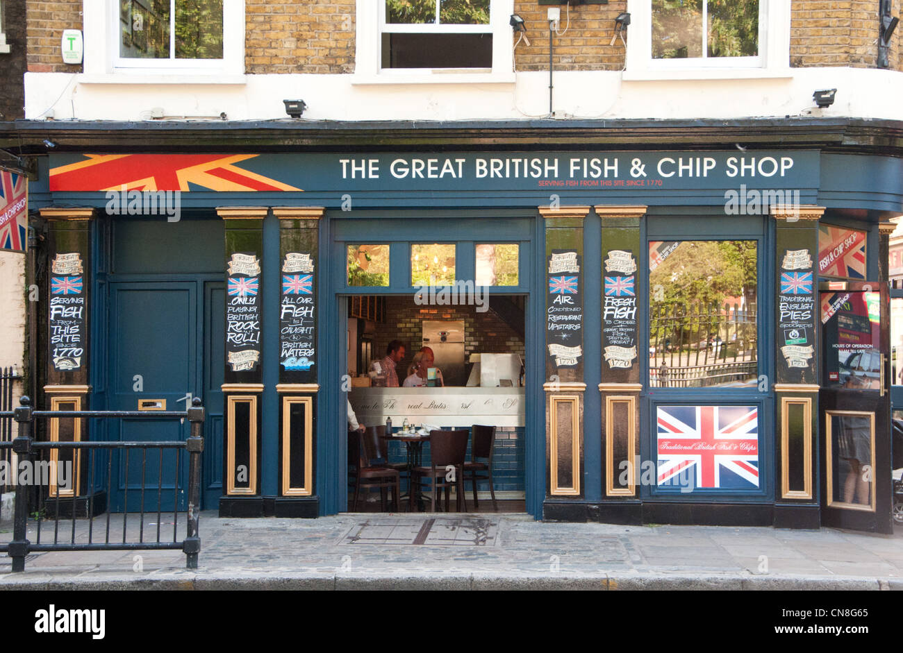 "The Great British Fish and Chip Shop", Greenwich, London, UK Stock
