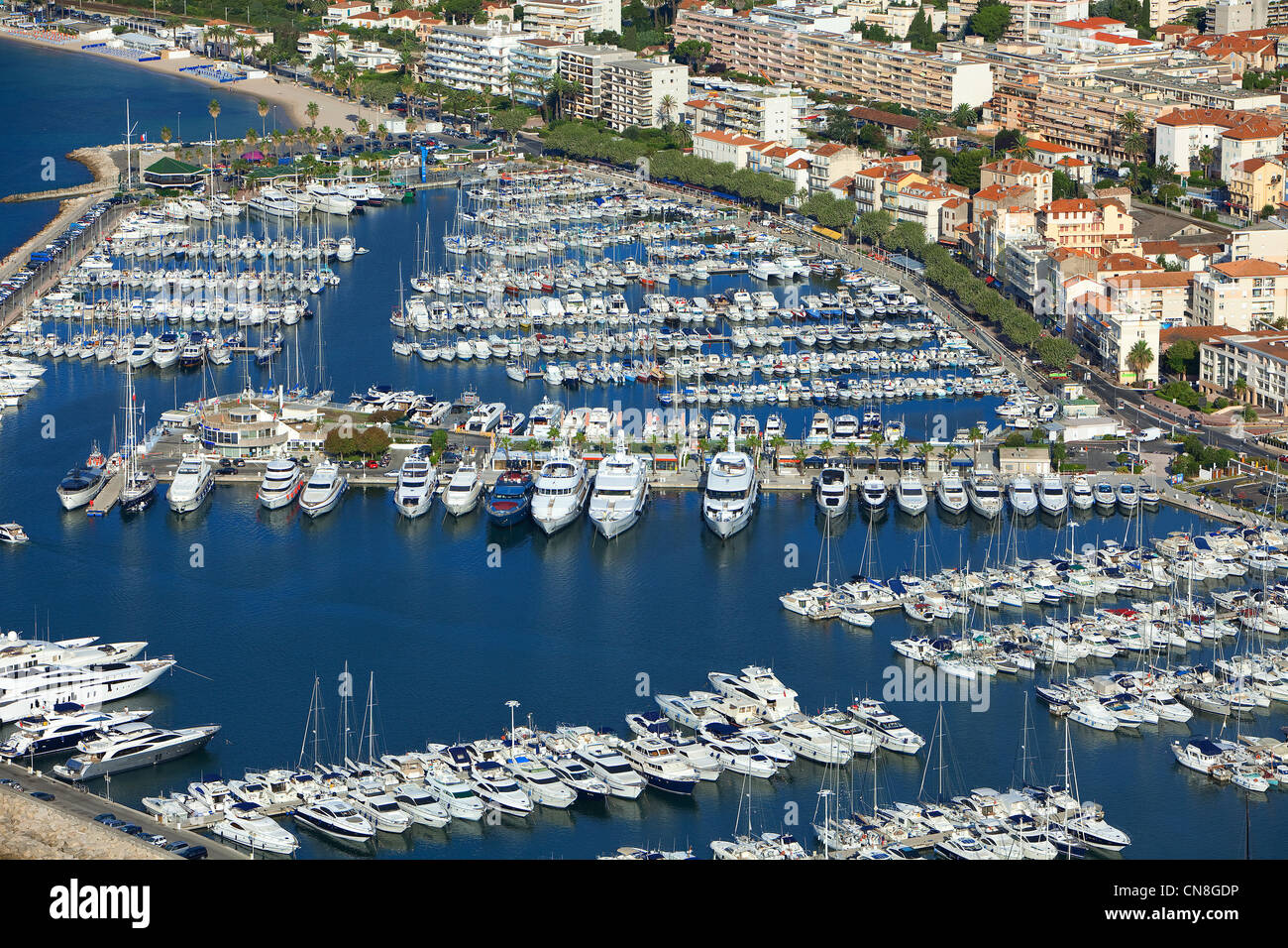 France, Alpes Maritimes, Golfe Juan, Port Camille Rayon in Golfe Juan  Vallauris (aerial view Stock Photo - Alamy