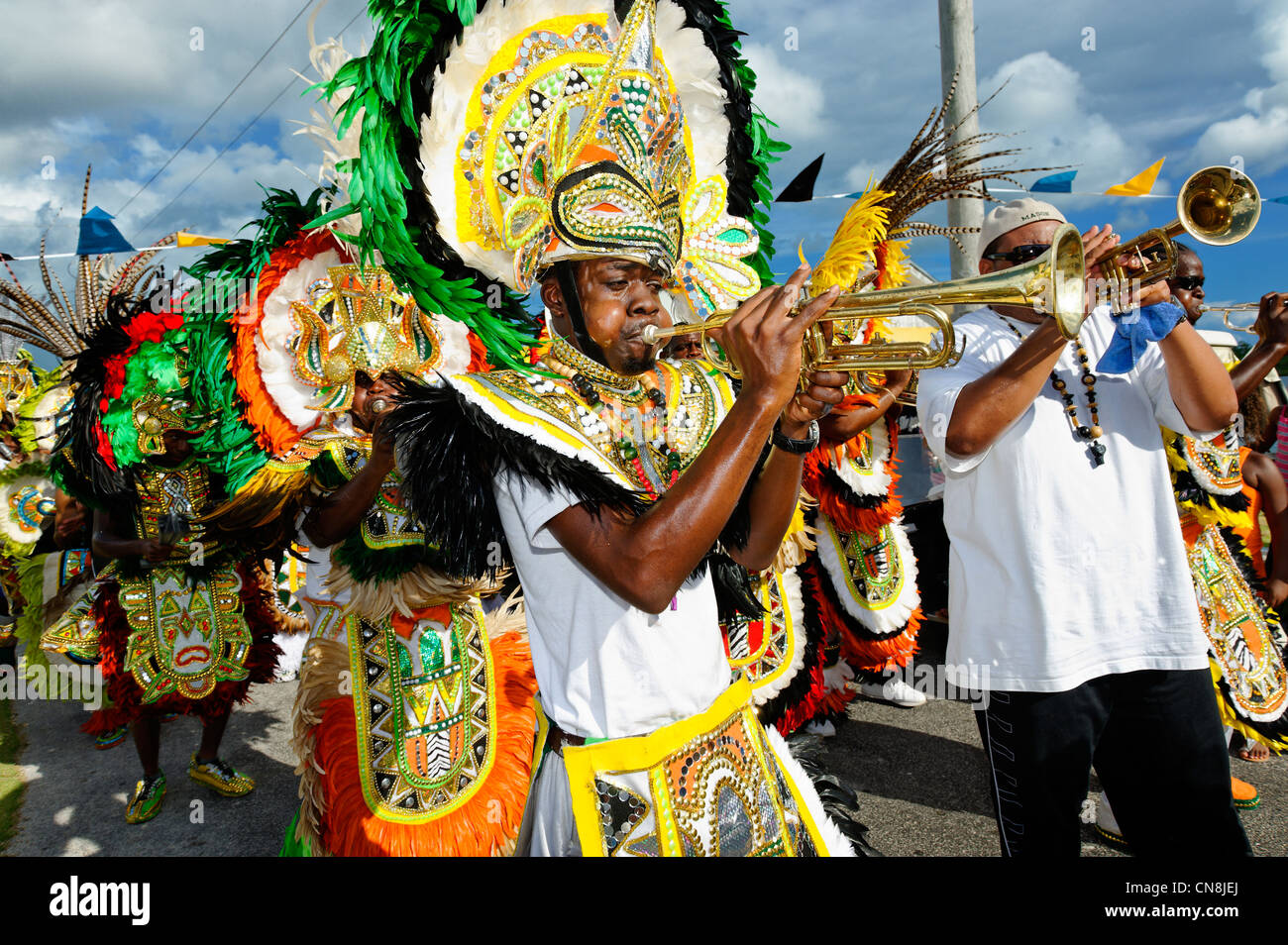 Bahamas, Grand Bahama Island, Sweeting Town, resumption of famous Junkanoo celebration slaves established on the island since Stock Photo