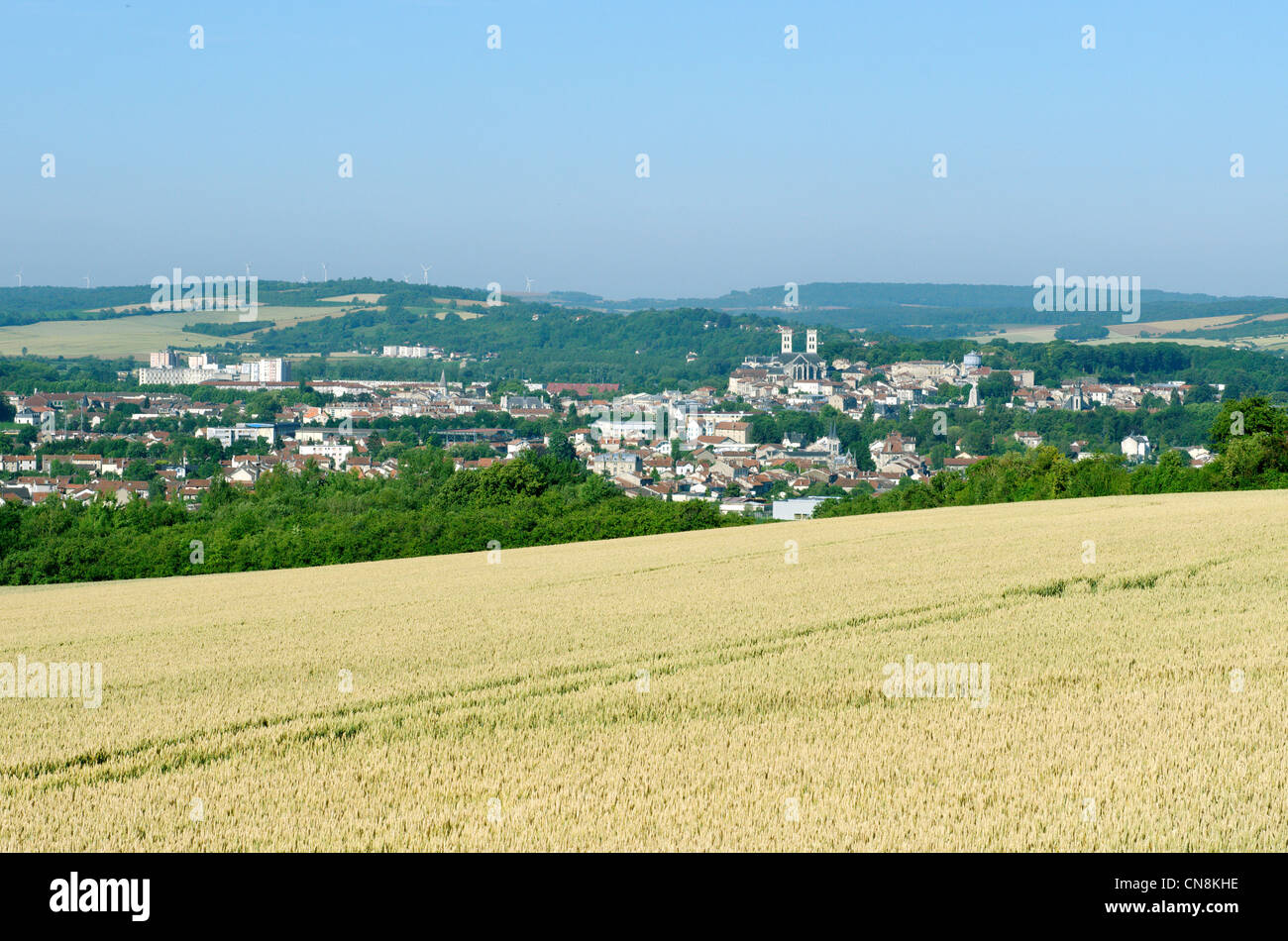 France, Meuse, Verdun, panorama of the city on the road to Fleury devant Douaumont shortly before the start of the battlefield Stock Photo
