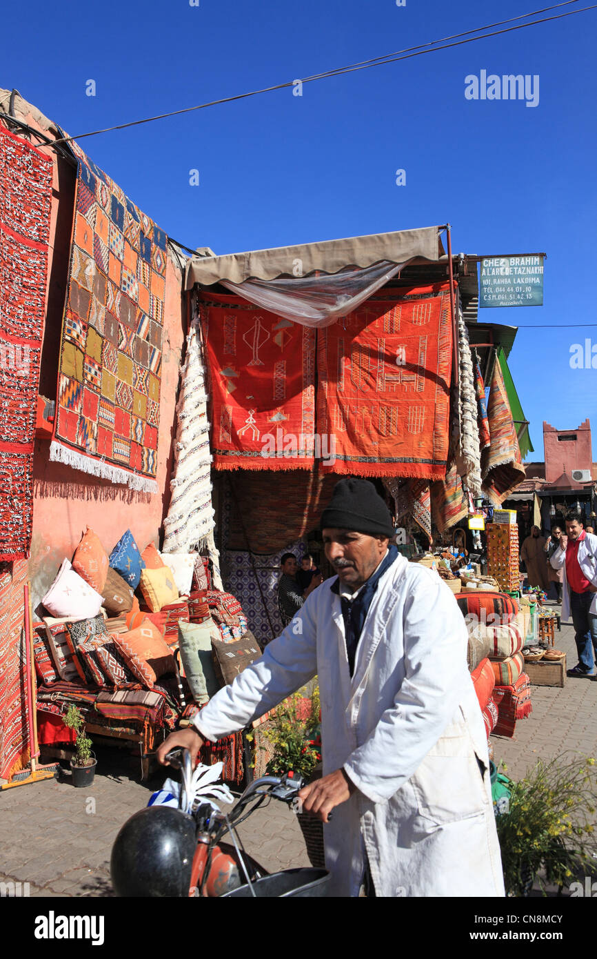 A traditional carpet shop or souk in the Place Rahba Lakdima in the