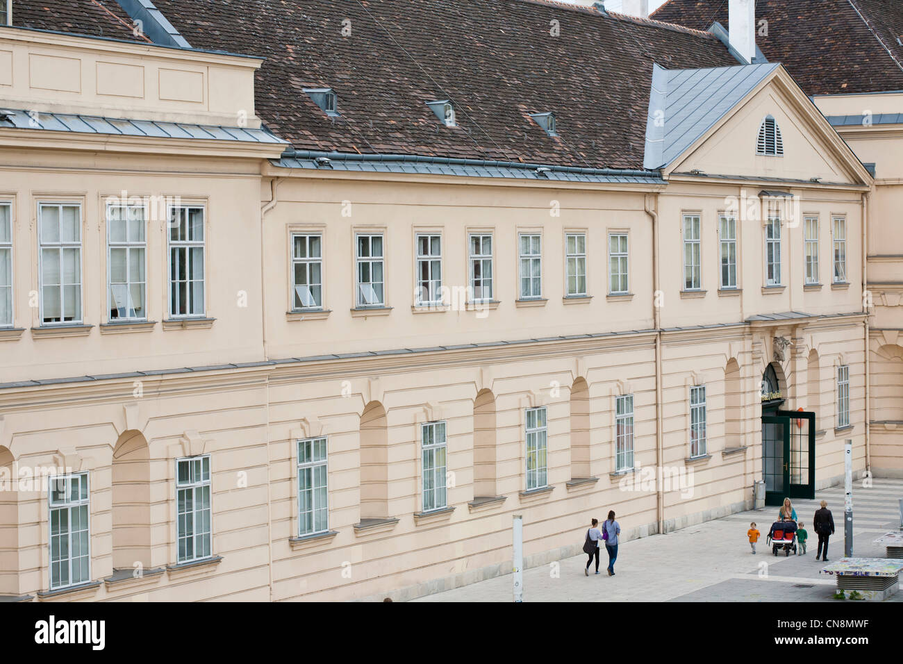 Austria, Vienna, MuseumsQuartier (MQ) located in the former stables of the Imperial Court, opened in 2001 as a space dedicated Stock Photo