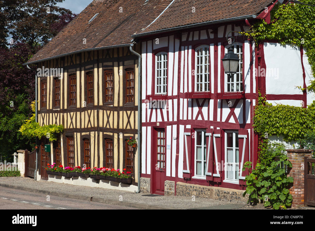 France, Eure, Lyons la Foret, labelled Les Plus Beaux Villages de France (The Most Beautiful Villages of France), Rue du Bout Stock Photo