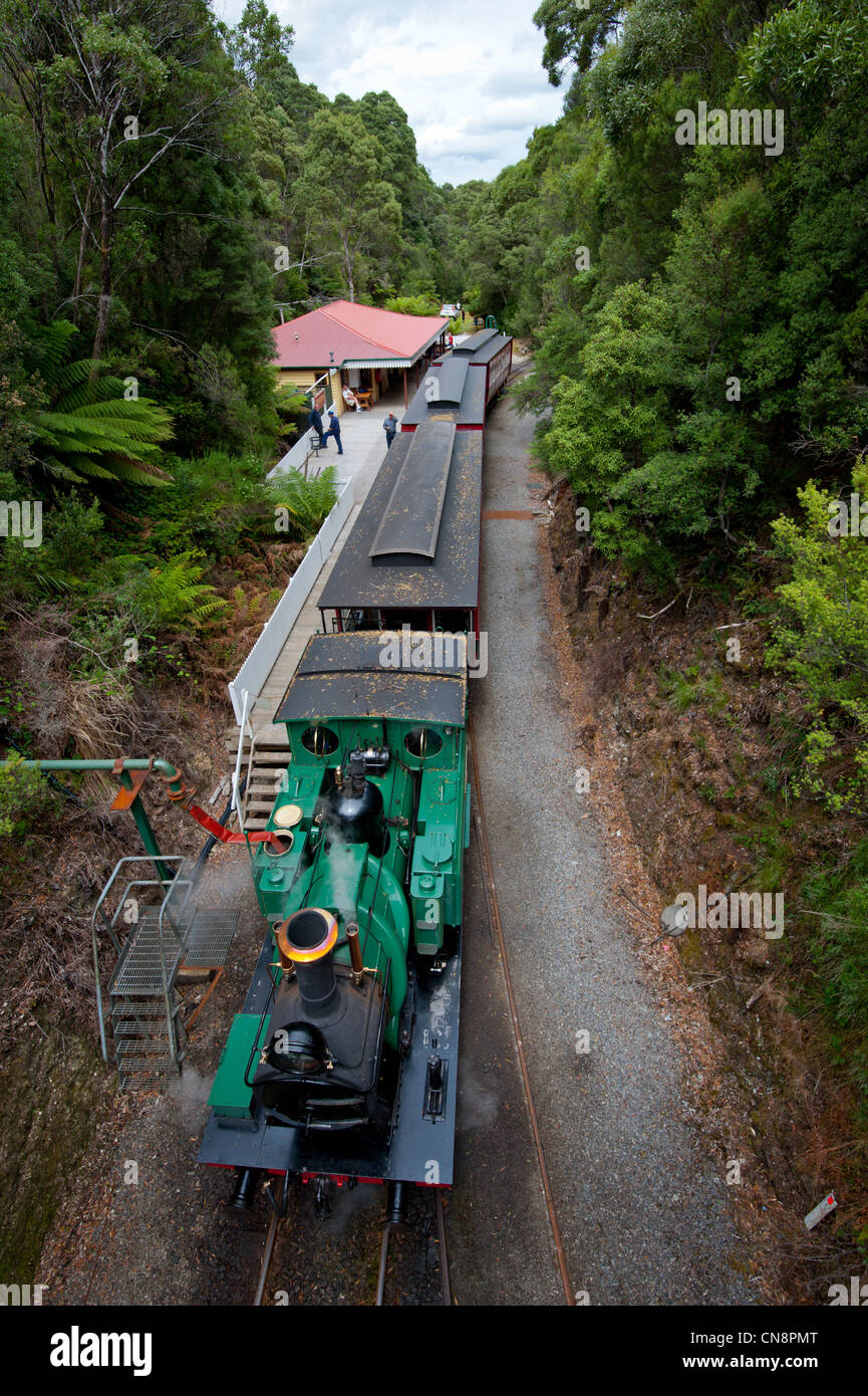 West coast wilderness railway Strahan Tasmania Australia. Stock Photo