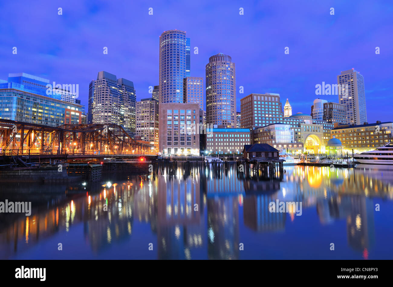Financial District of Boston, Massachusetts viewed from Boston Harbor