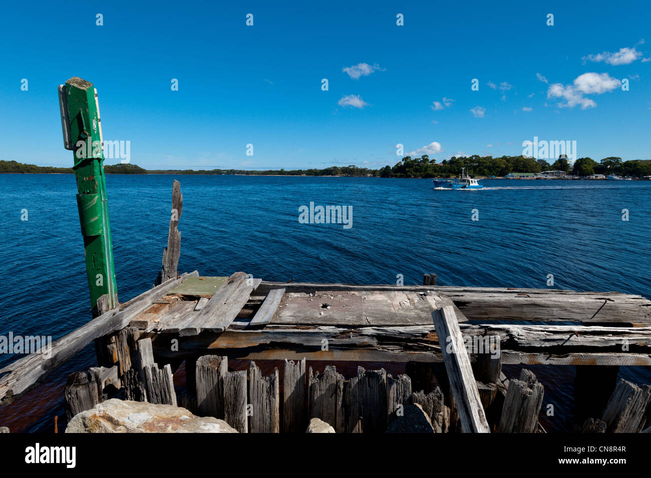 The quaint coastal township of Strahan is a fishing tourist town located on the west coast of Tasmania. Stock Photo