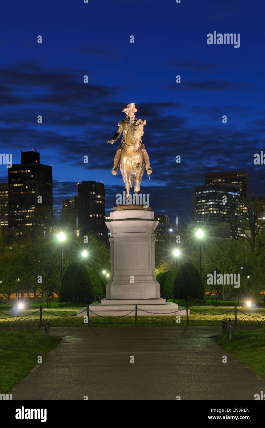 George Washington Equestrian Statue at Public Garden, in Boston, Massachusetts. Stock Photo