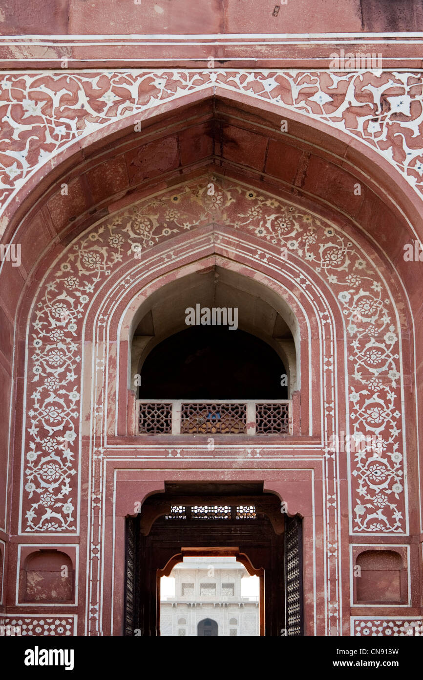 Agra, India. Entrance to Itimad-ud-Daulah. Stock Photo