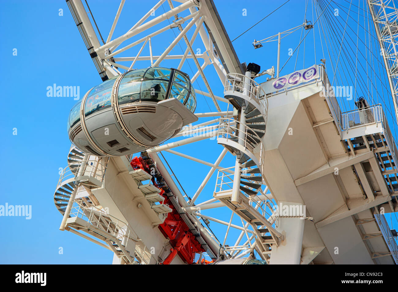 London Eye Capsules at Millennium Pier, London Stock Photo