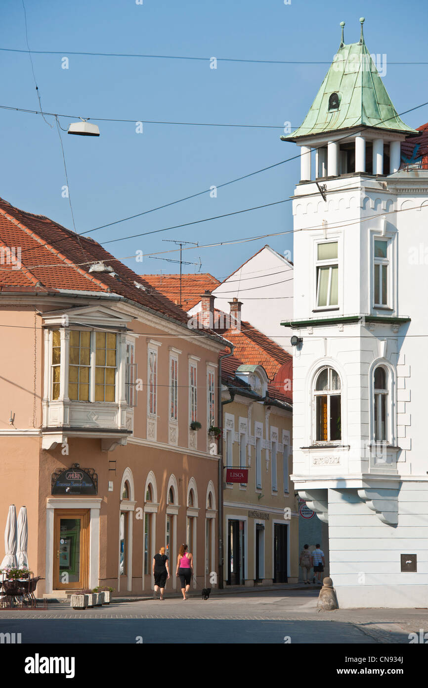 Slovenia, Lower Styria Region, Ptuj, town on the Drava River banks, Mestni Square Stock Photo