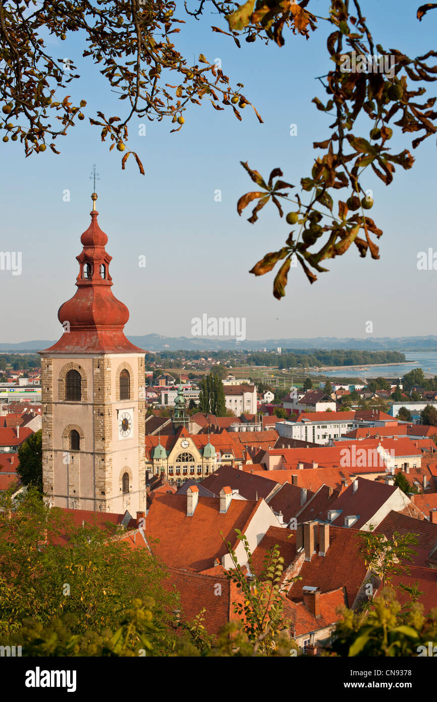 Slovenia, Lower Styria Region, Ptuj, town on the Drava River banks, the tower of the city Stock Photo