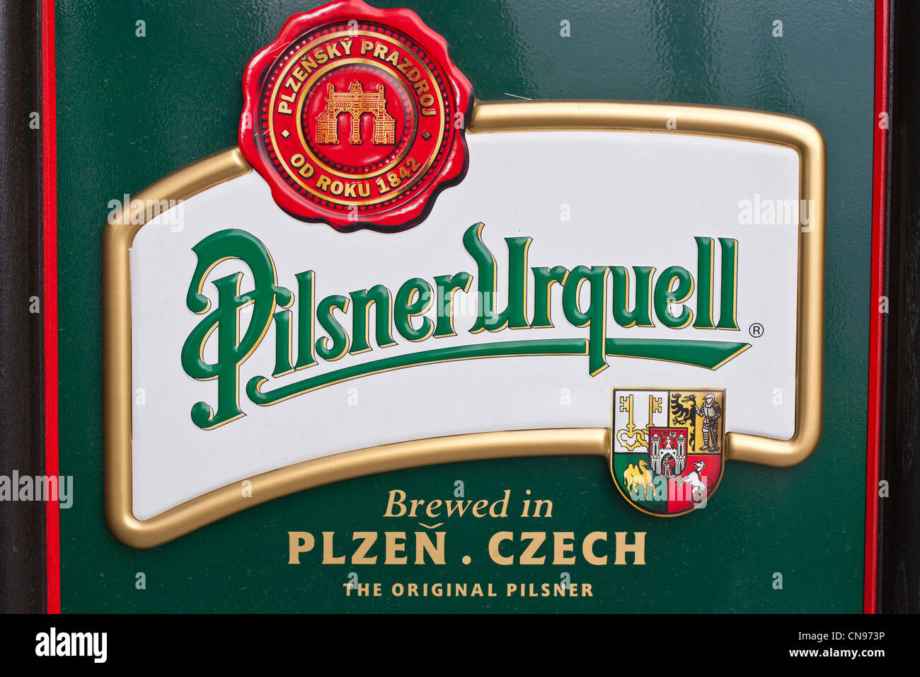 Slovakia, Bratislavaa, an advertising for Czech beer Pilsner Urquell, made in Pilsen Stock Photo
