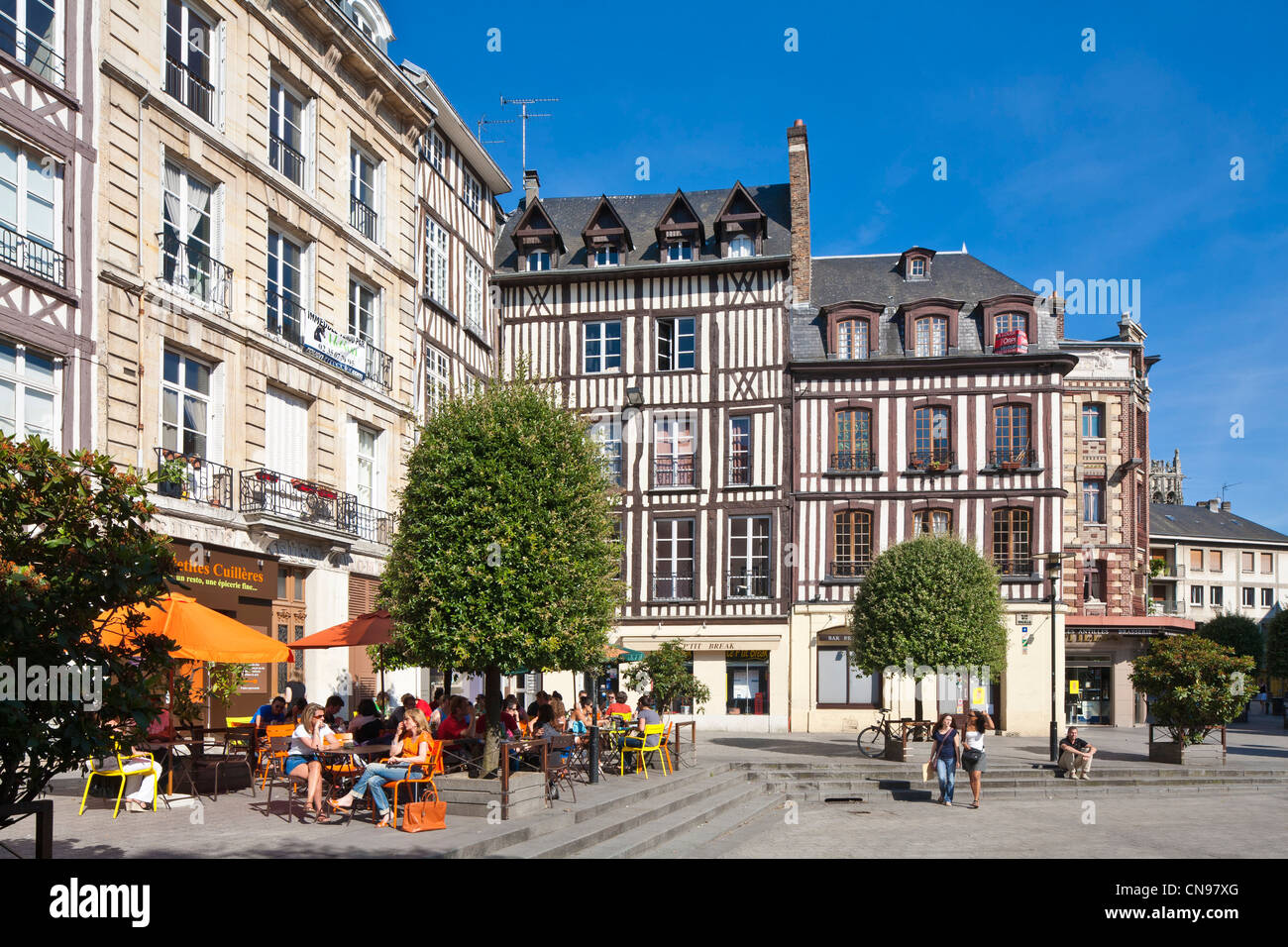 France, Seine Maritime, Rouen, Place de la Pucelle as a tribute to Joan of Arc burnt alive in the city Stock Photo