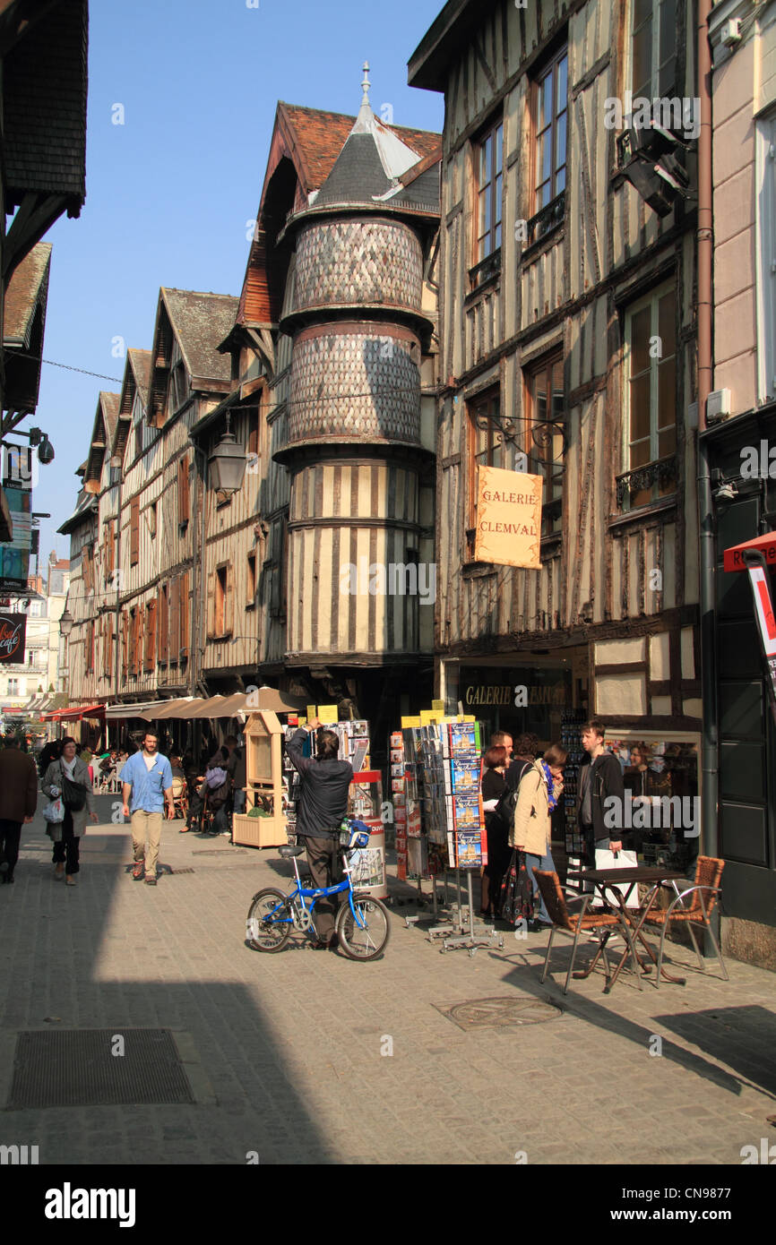 Half Timbered Houses in Troyes historical old town centre, Troyes France Champagne Ardenne region Stock Photo